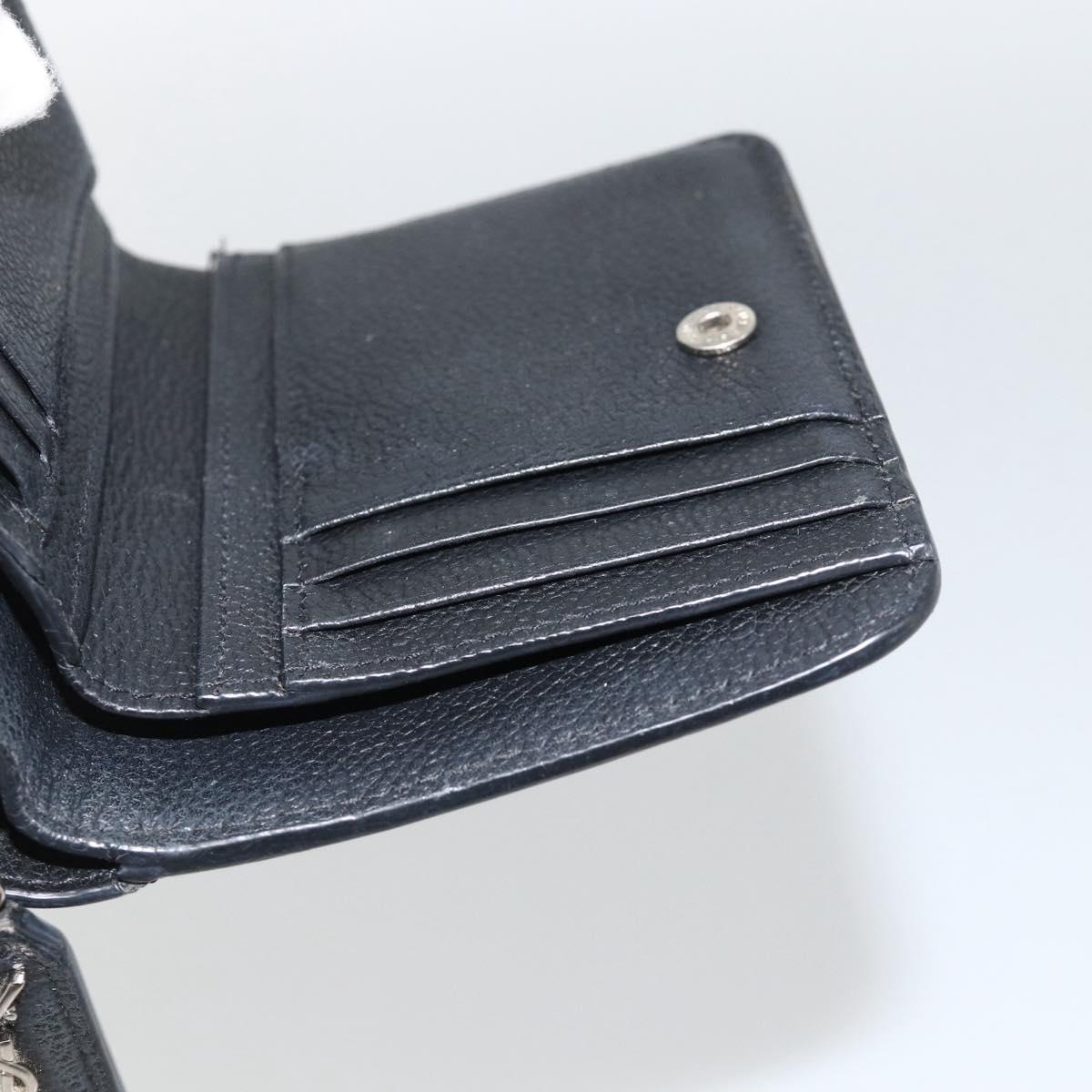 SAINT LAURENT Bifold Wallet Leather Black Silver Auth bs34223