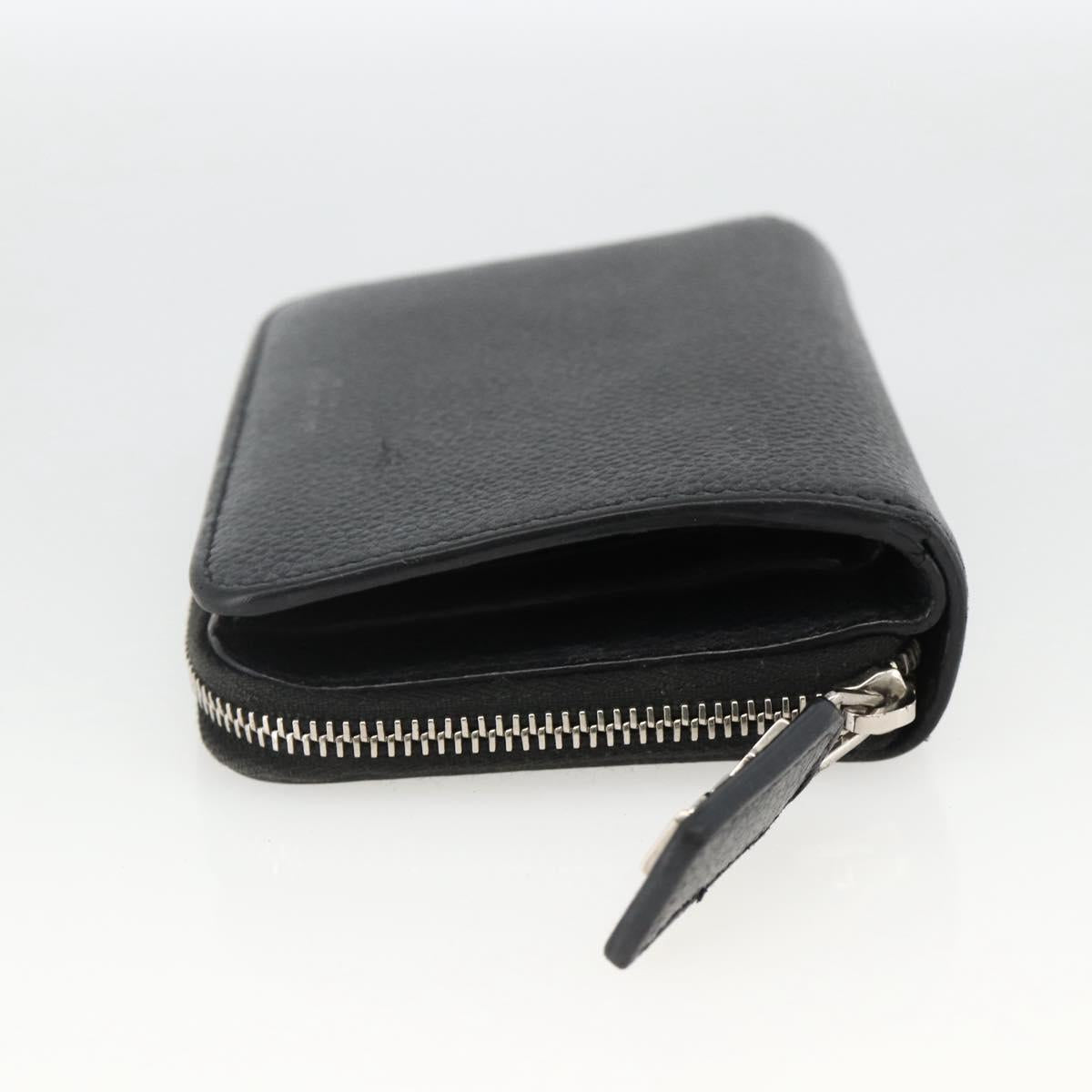 SAINT LAURENT Bifold Wallet Leather Black Silver Auth bs34223