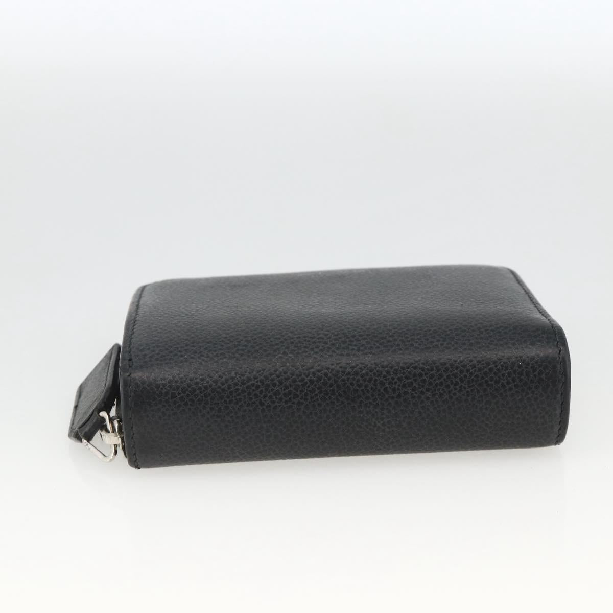 SAINT LAURENT Bifold Wallet Leather Black Silver Auth bs34223