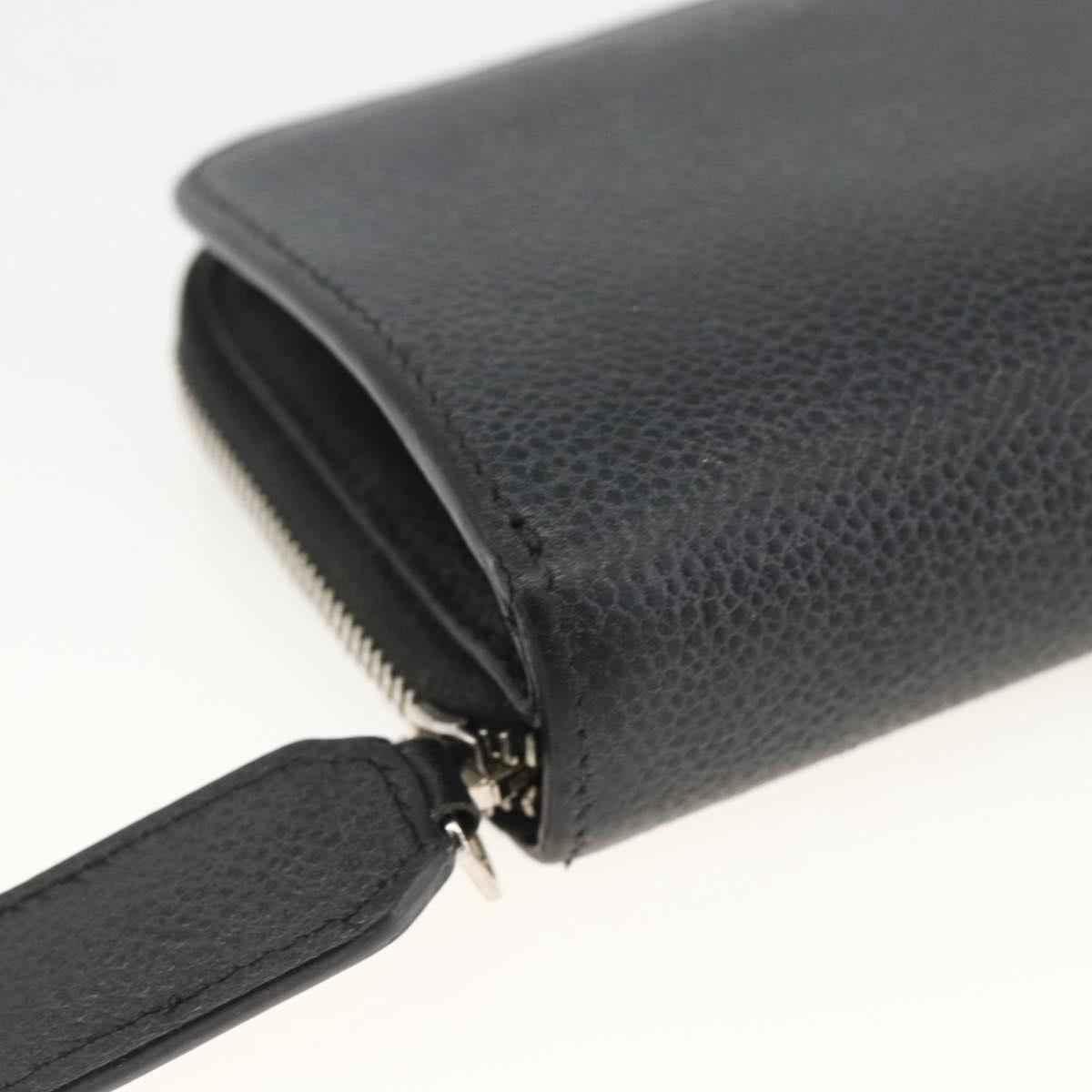SAINT LAURENT Bifold Wallet Leather Black Silver Auth bs34223