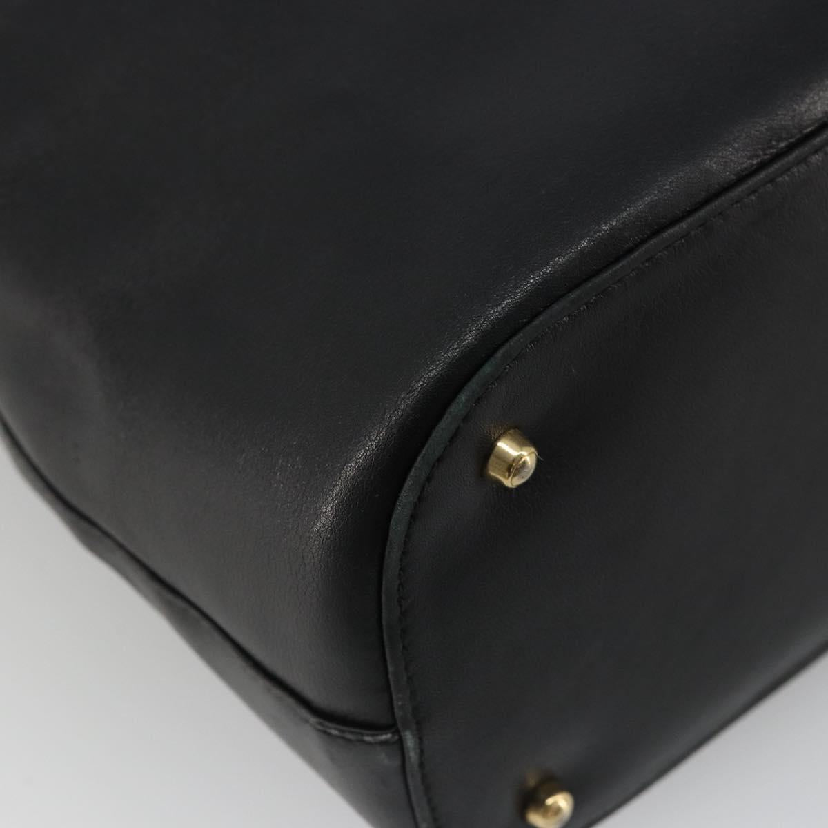 GUCCI Shoulder Bag Leather Black Gold 001 1998 1805 Auth bs34225