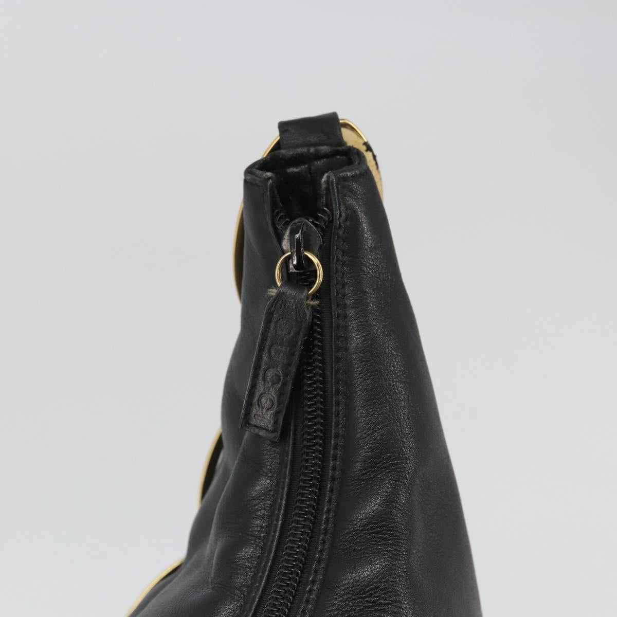 GUCCI Shoulder Bag Leather Black Gold 001 1998 1805 Auth bs34225