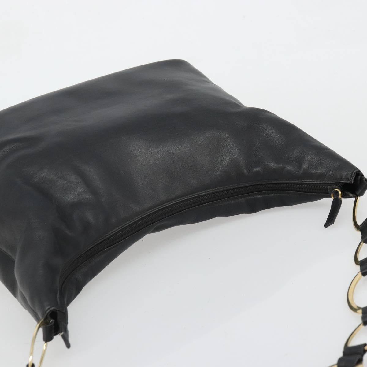 GUCCI Shoulder Bag Leather Black Gold 001 1998 1805 Auth bs34225