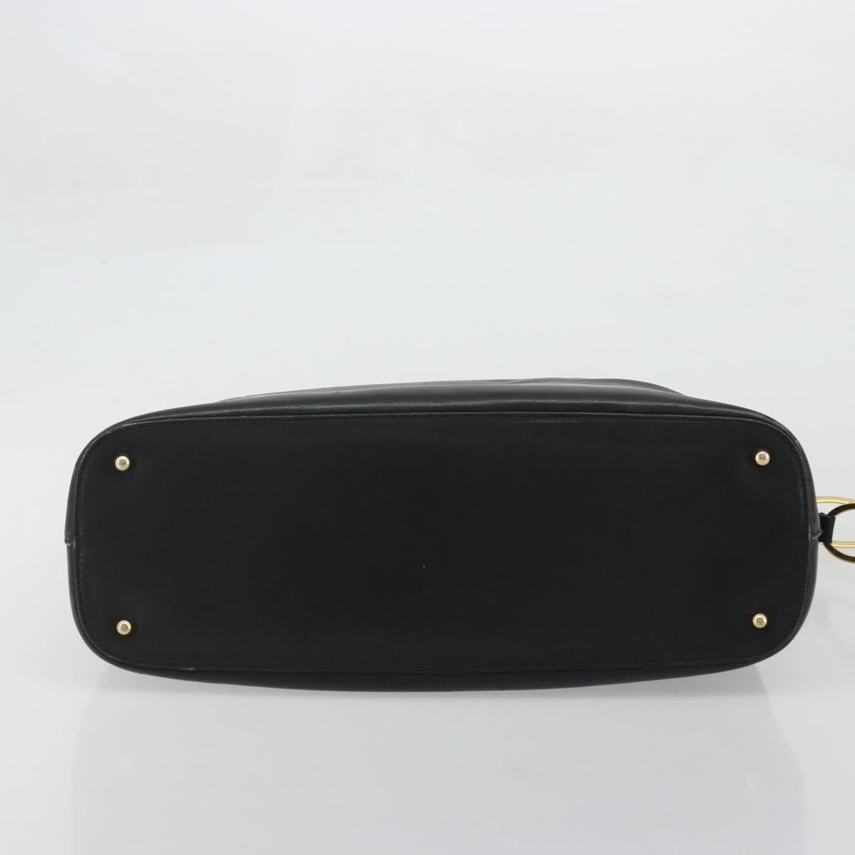 GUCCI Shoulder Bag Leather Black Gold 001 1998 1805 Auth bs34225