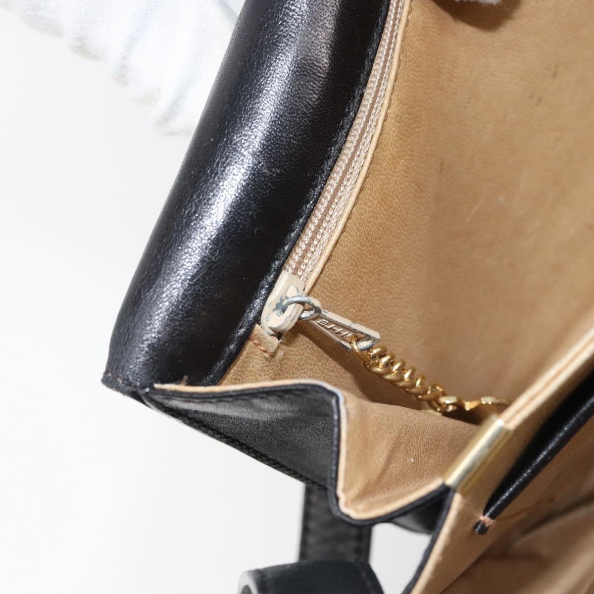 CELINE Shoulder Bag Leather Black Gold Auth bs34227A
