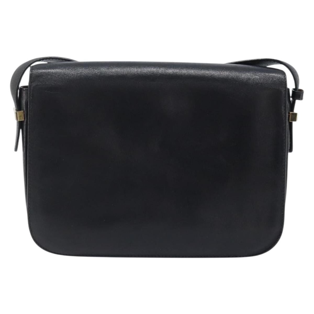 CELINE Shoulder Bag Leather Black Gold Auth bs34227A