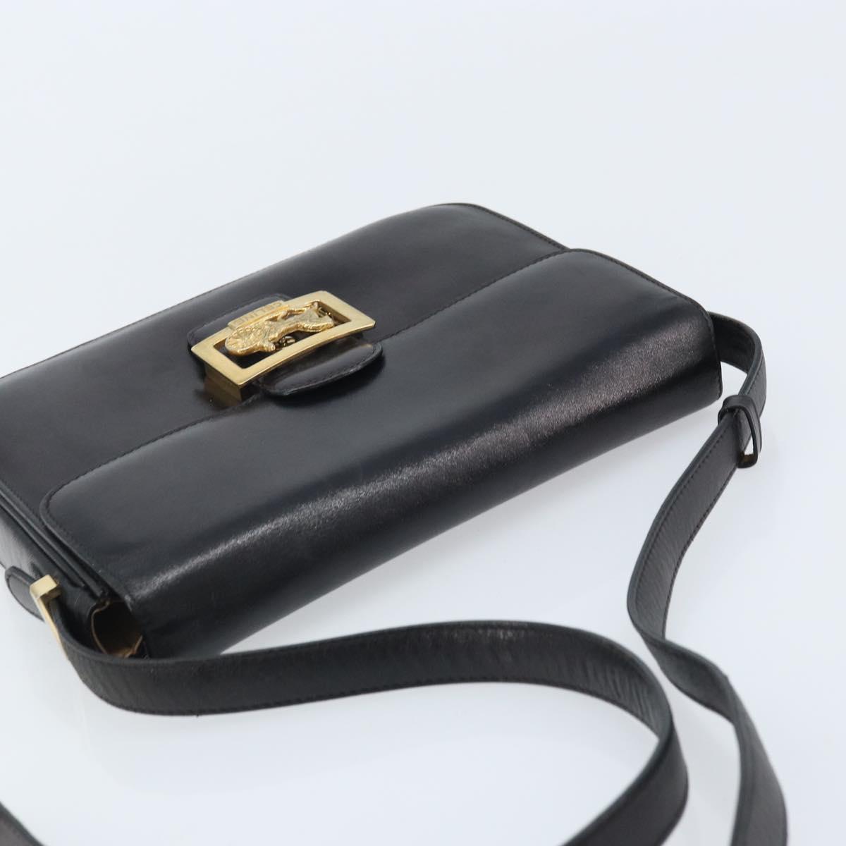 CELINE Shoulder Bag Leather Black Gold Auth bs34227A