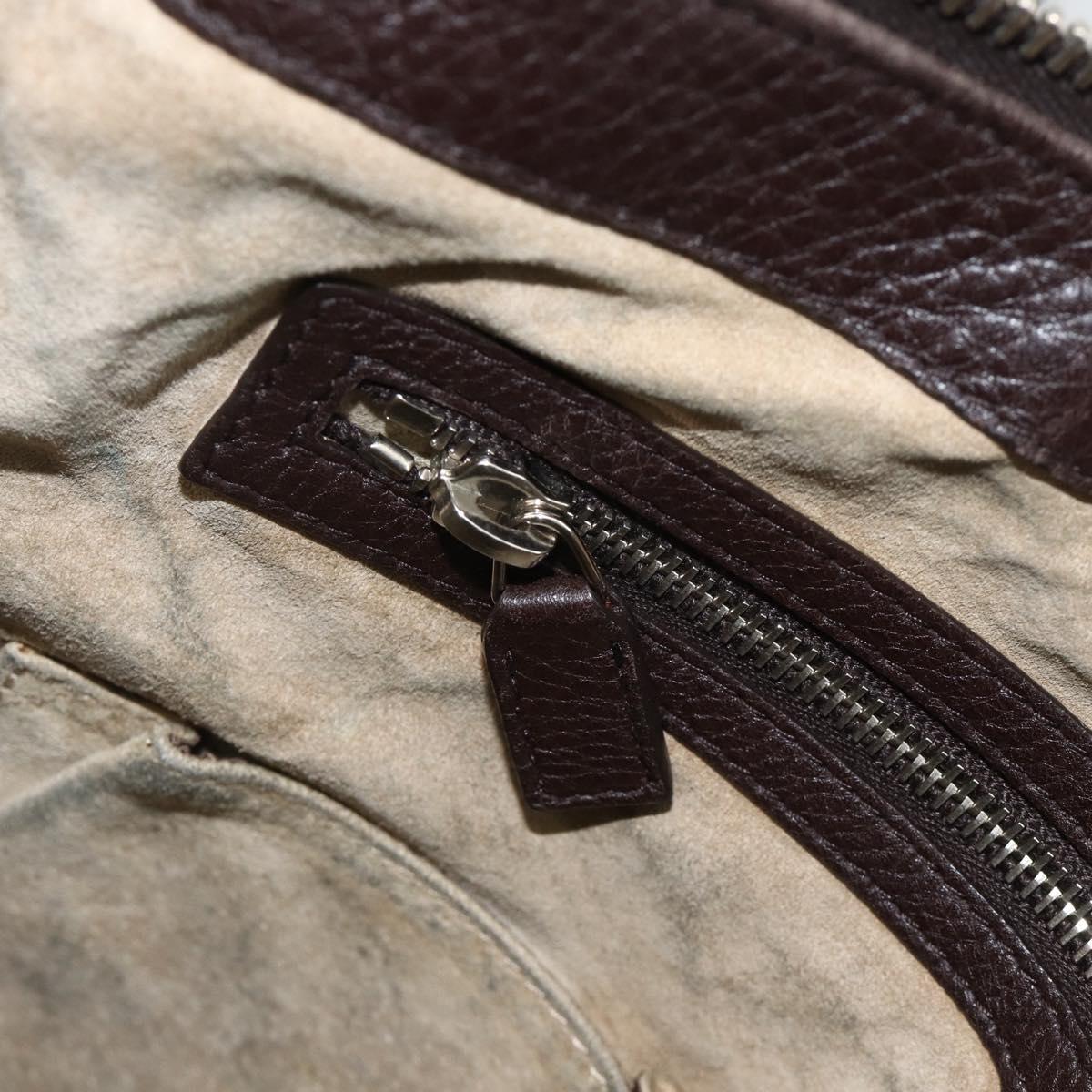 GUCCI Shoulder Bag Leather Brown Silver 233329 Auth bs34228
