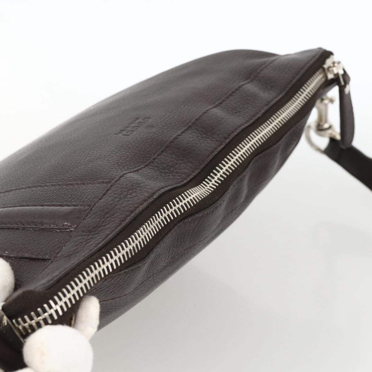 GUCCI Shoulder Bag Leather Brown Silver 233329 Auth bs34228