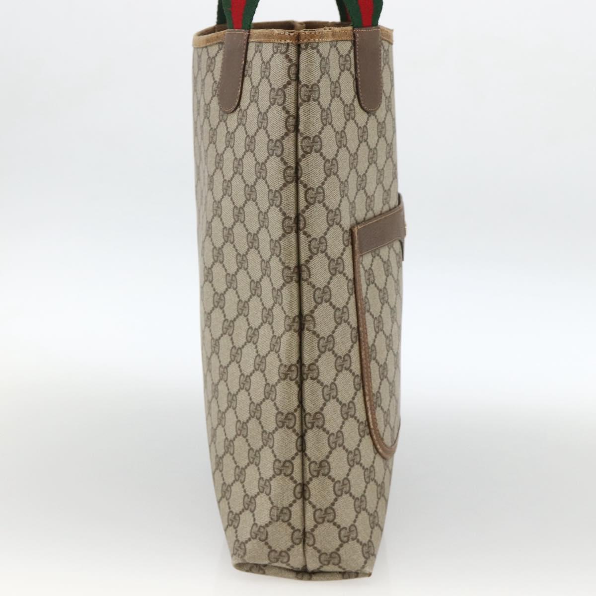 GUCCI GG Supreme Web Sherry Line Tote Bag PVC Beige 39 02 003 Auth bs34229