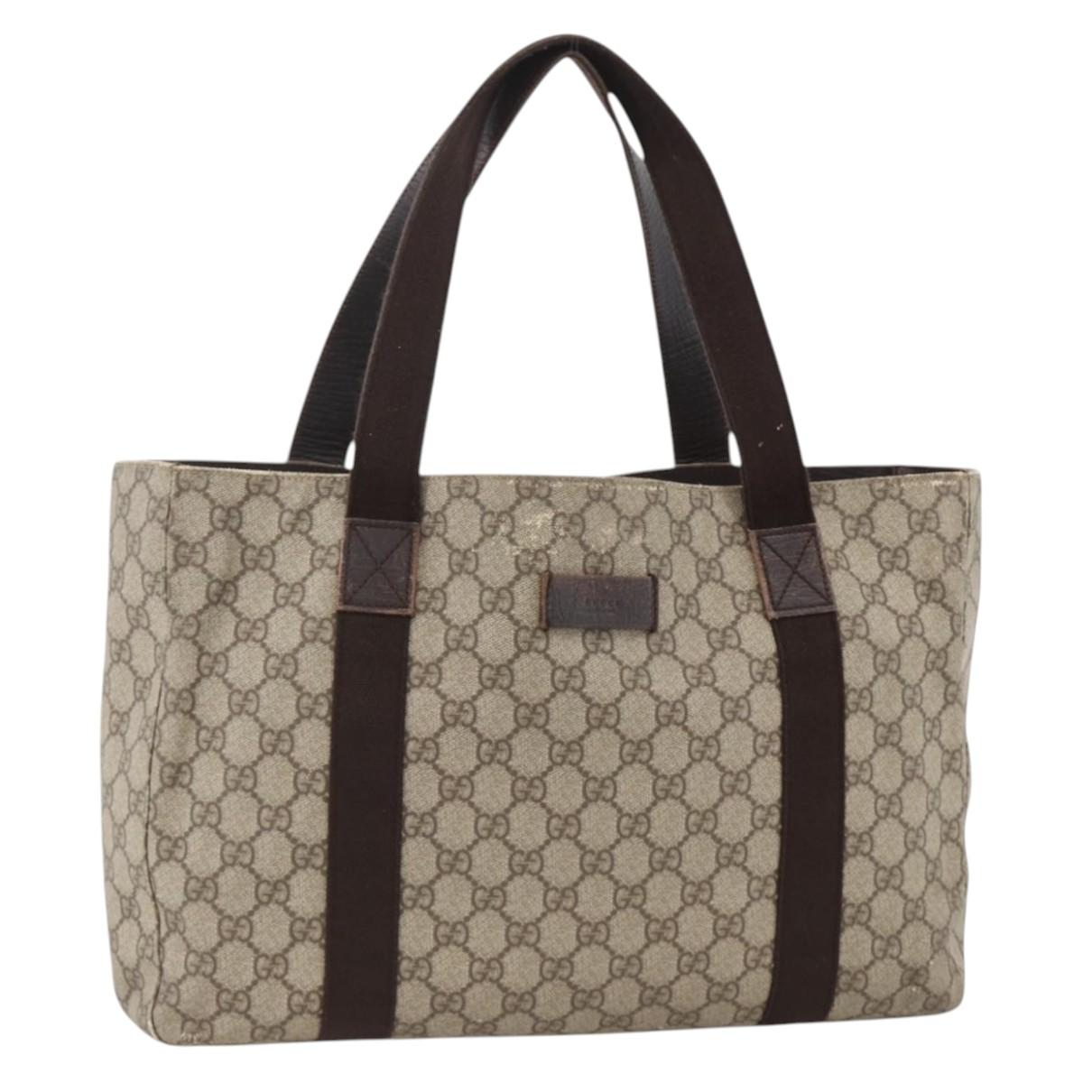 GUCCI GG Supreme Tote Bag PVC Beige 141624 Auth bs34230