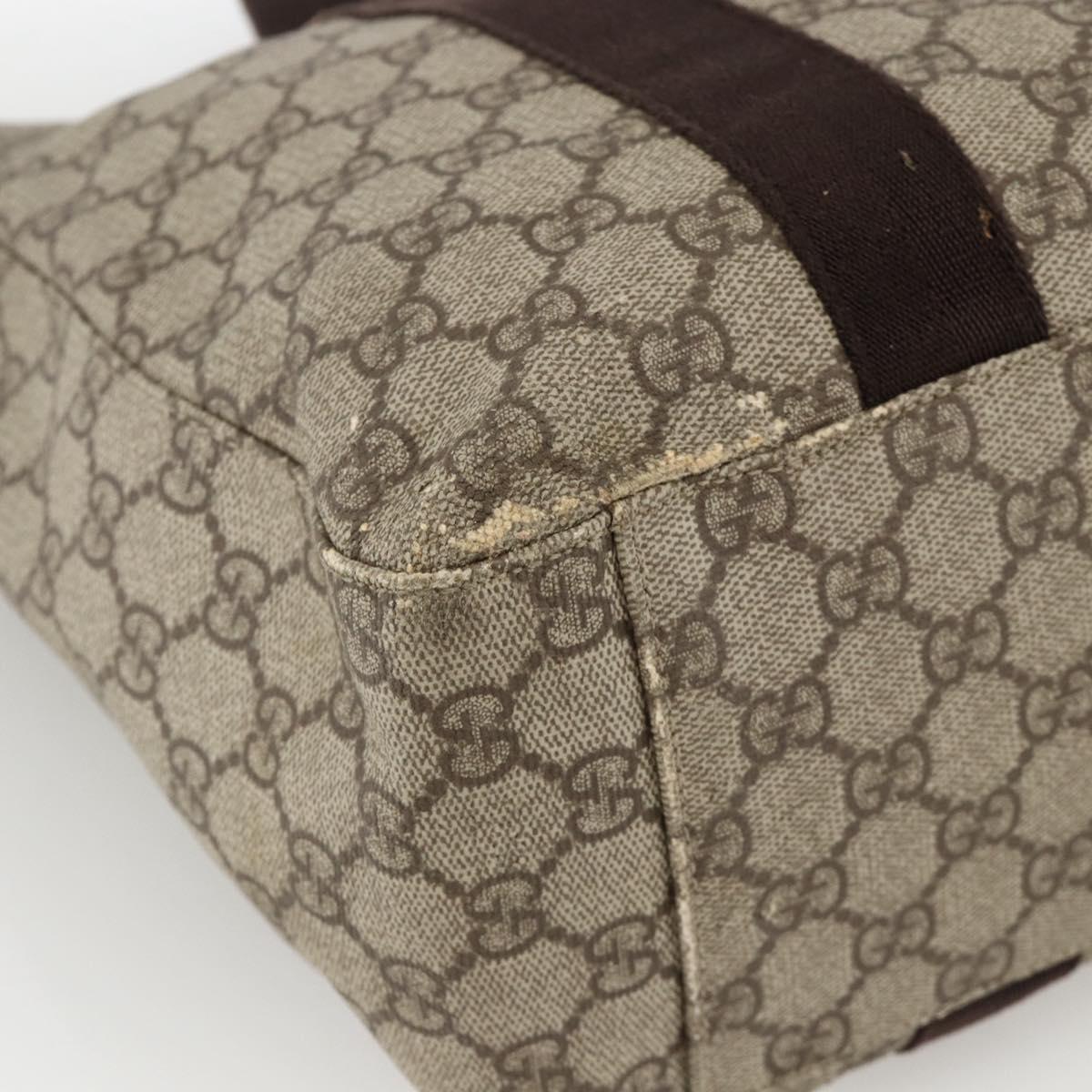 GUCCI GG Supreme Tote Bag PVC Beige 141624 Auth bs34230