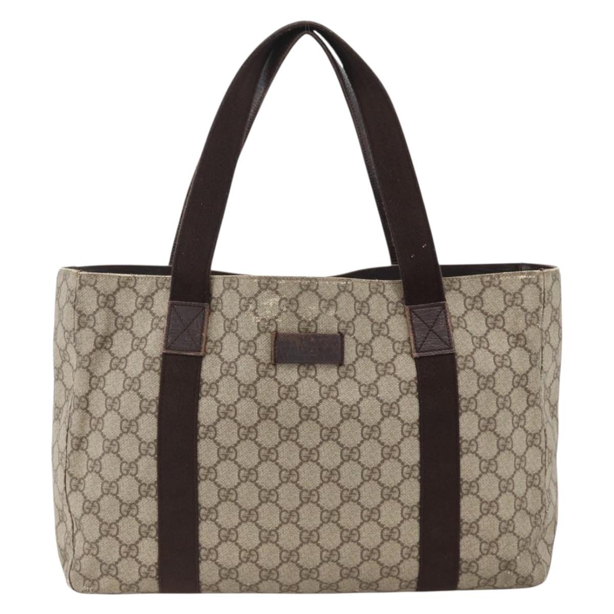 GUCCI GG Supreme Tote Bag PVC Beige 141624 Auth bs34230