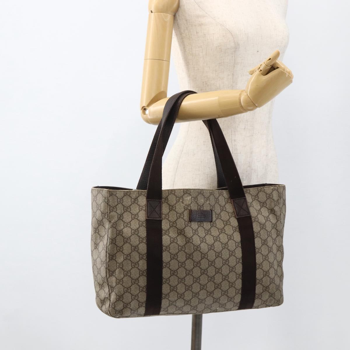 GUCCI GG Supreme Tote Bag PVC Beige 141624 Auth bs34230