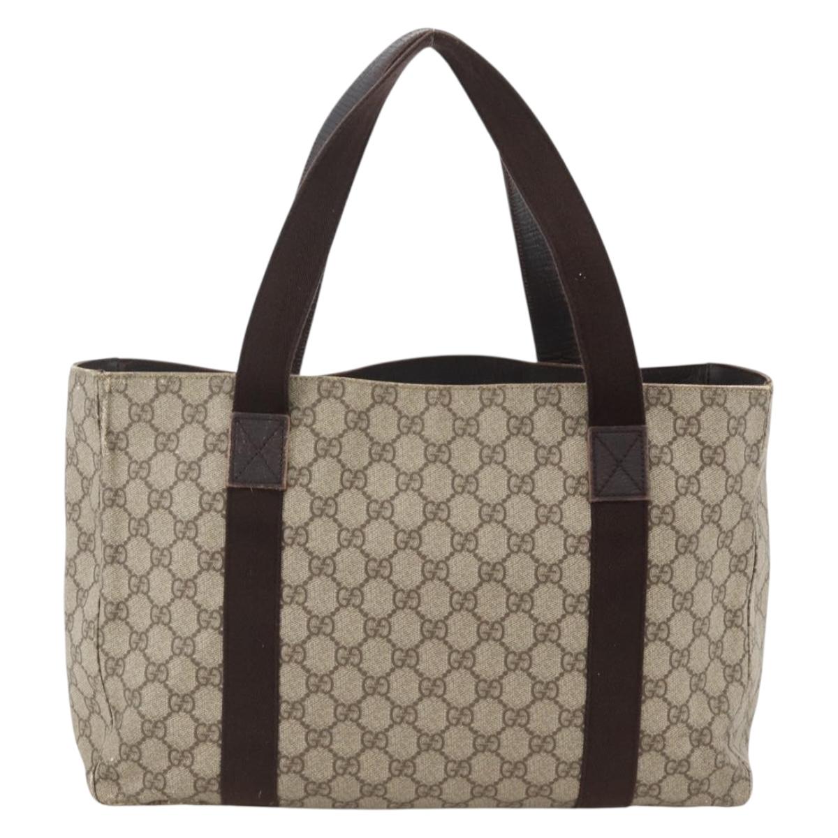 GUCCI GG Supreme Tote Bag PVC Beige 141624 Auth bs34230