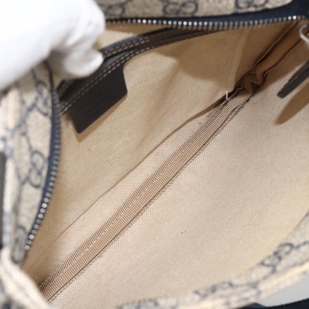 GUCCI GG Supreme Shoulder Bag PVC Navy Silver 201538 Auth bs34231