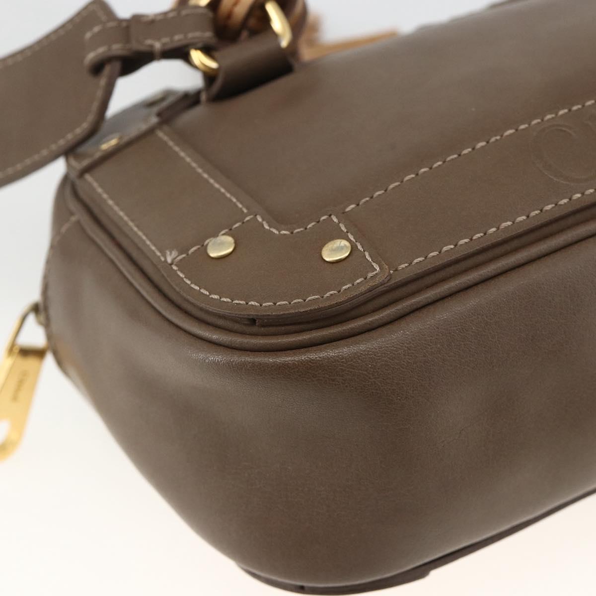 Chloe Clutch Bag Leather Brown Gold Auth bs34233