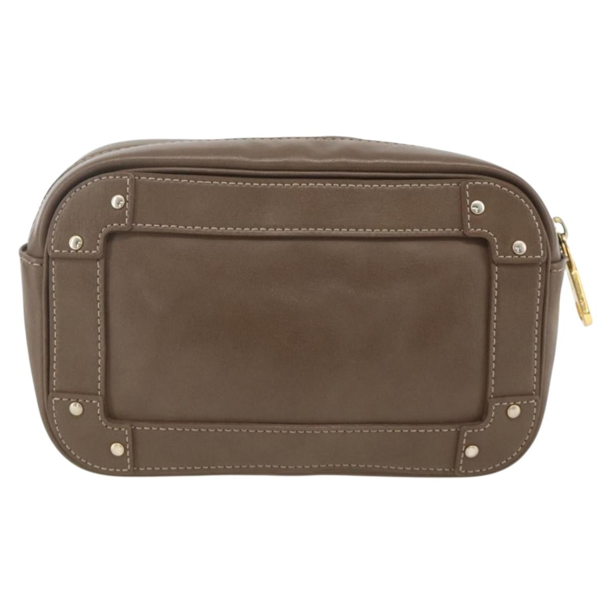Chloe Clutch Bag Leather Brown Gold Auth bs34233