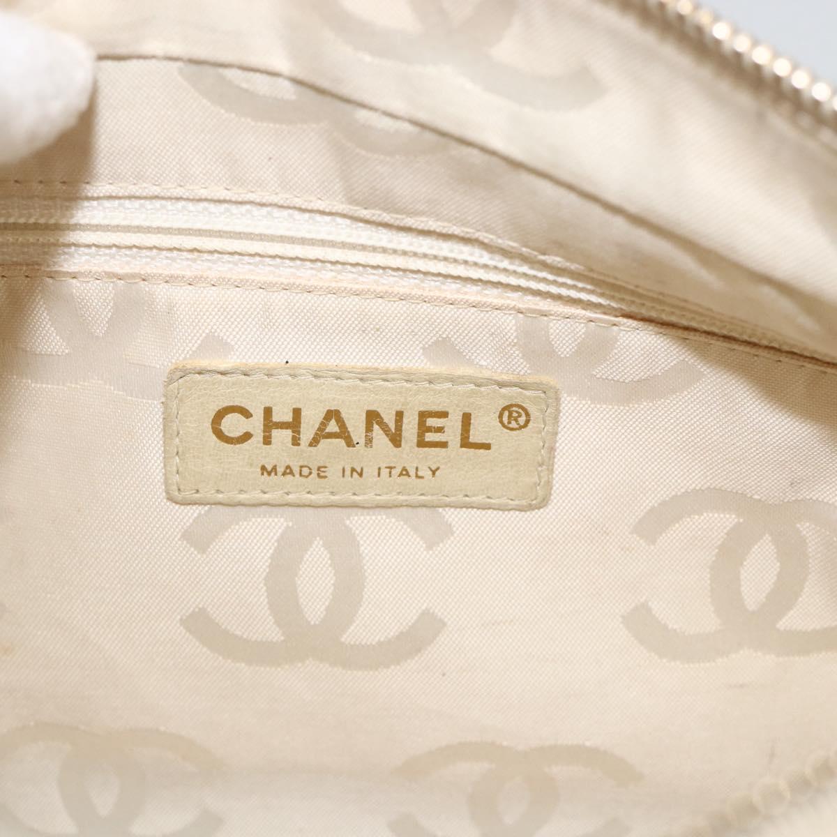 CHANEL Shoulder Bag Patent Leather Yellow Gold CC Auth bs34234