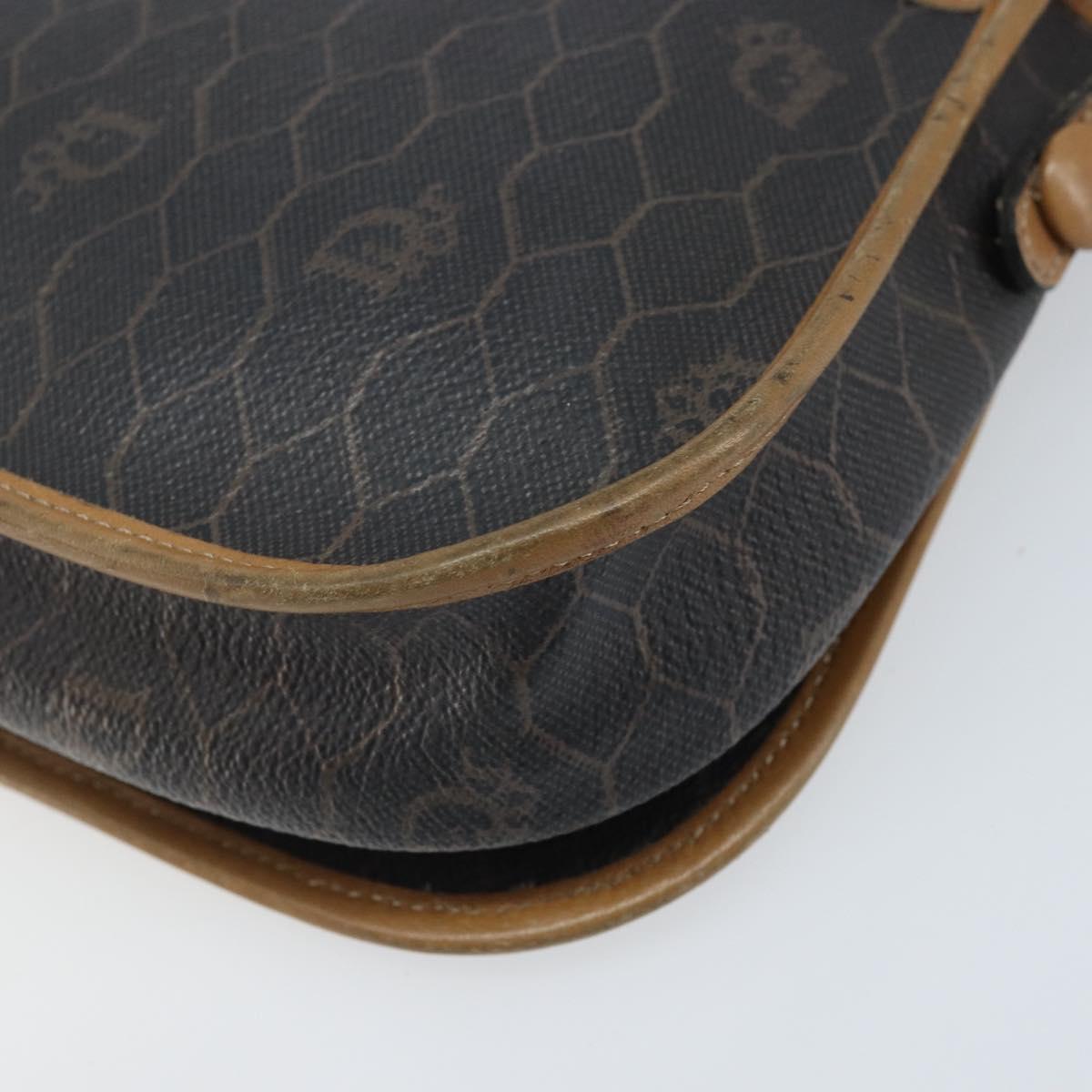 Christian Dior Honeycomb Canvas Shoulder Bag PVC Black Gold Auth bs34235