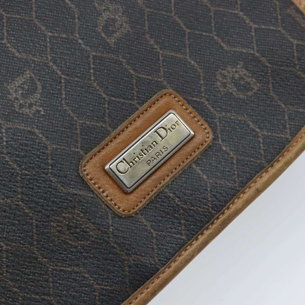 Christian Dior Honeycomb Canvas Shoulder Bag PVC Black Gold Auth bs34235