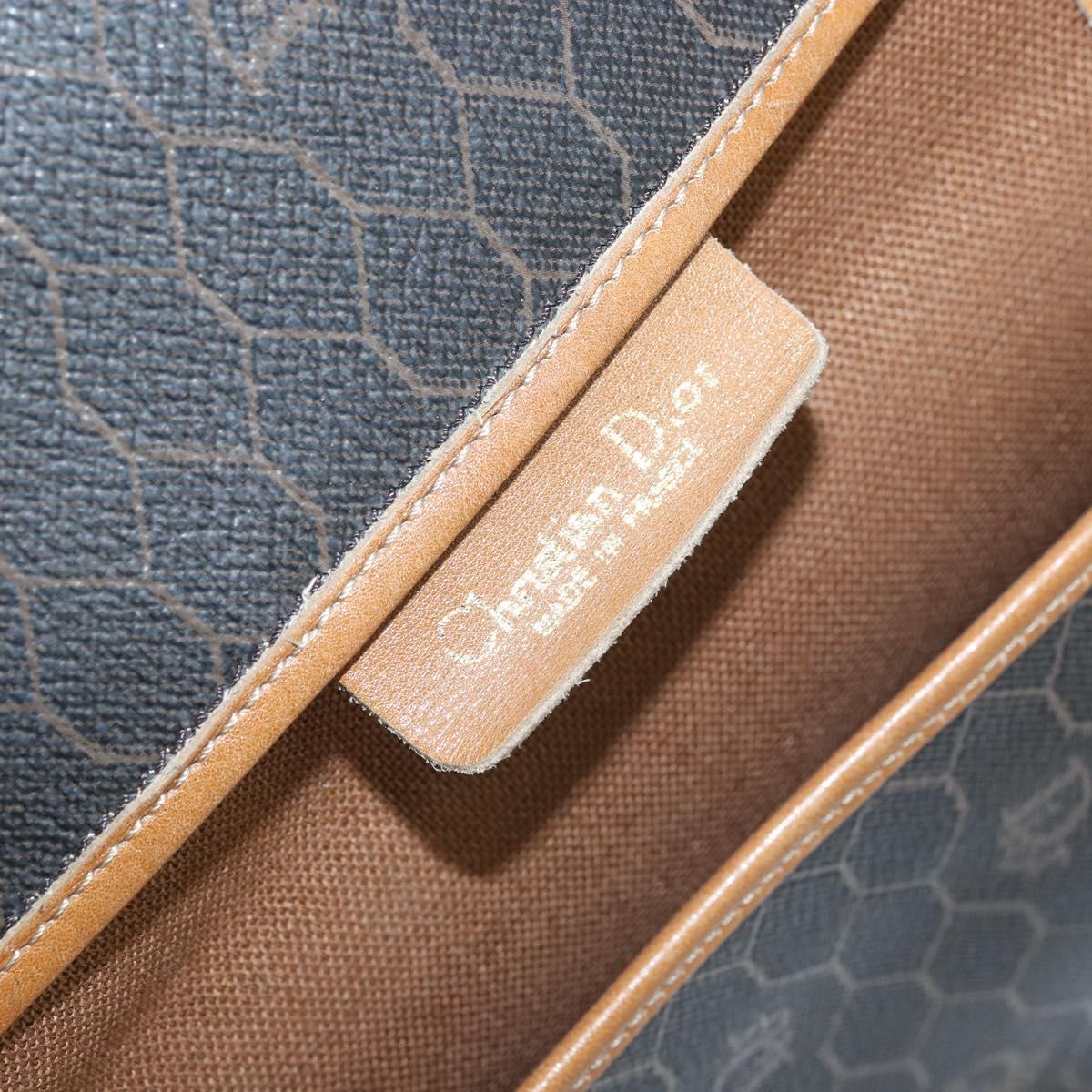 Christian Dior Honeycomb Canvas Shoulder Bag PVC Black Gold Auth bs34235