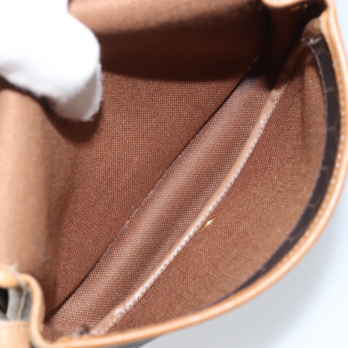 Christian Dior Honeycomb Canvas Shoulder Bag PVC Black Gold Auth bs34235