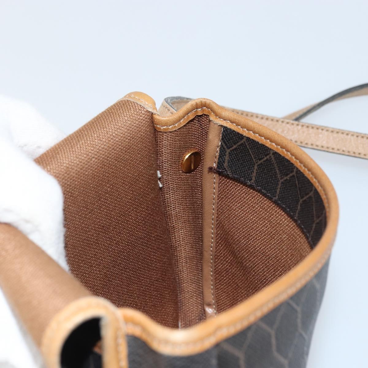 Christian Dior Honeycomb Canvas Shoulder Bag PVC Black Gold Auth bs34235
