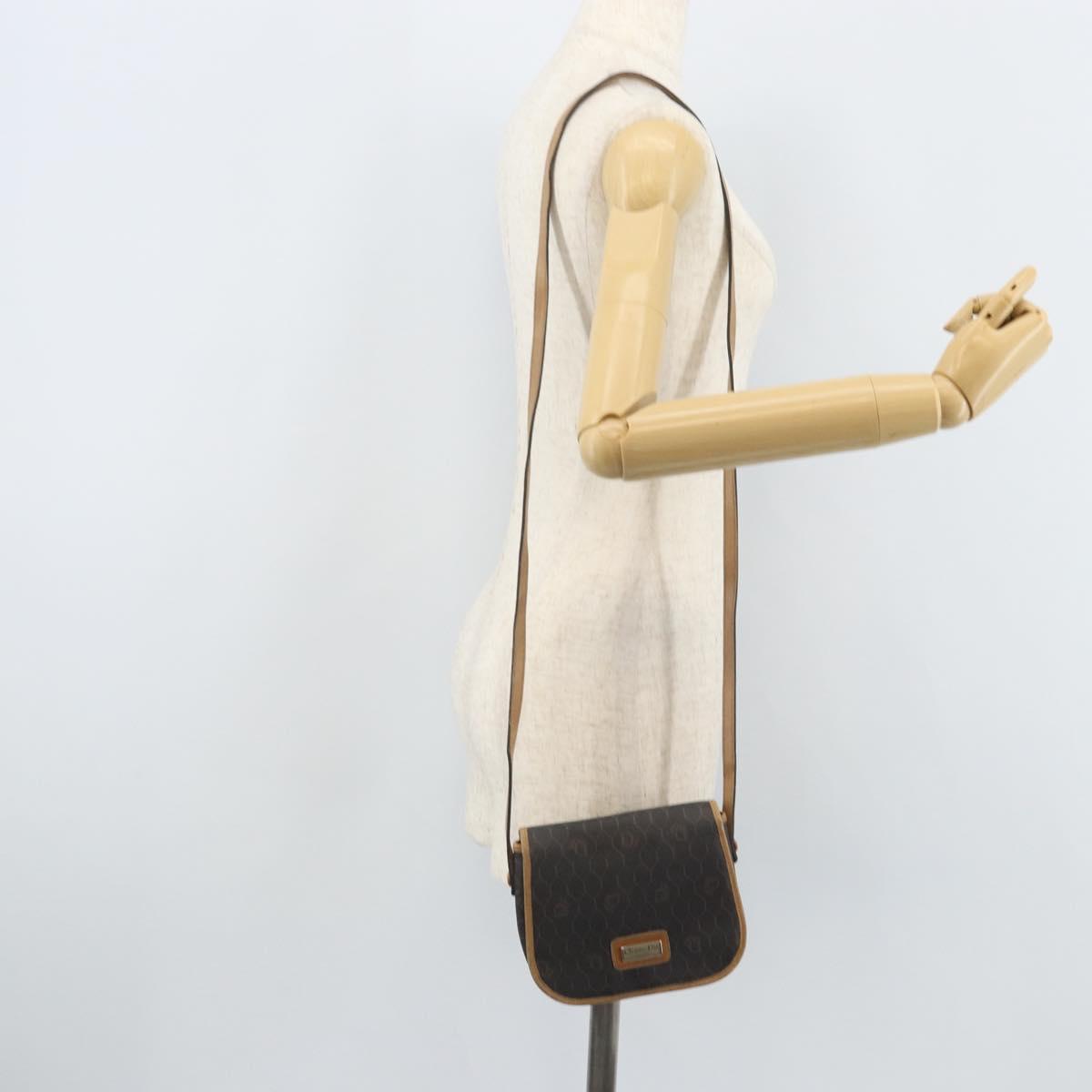 Christian Dior Honeycomb Canvas Shoulder Bag PVC Black Gold Auth bs34235