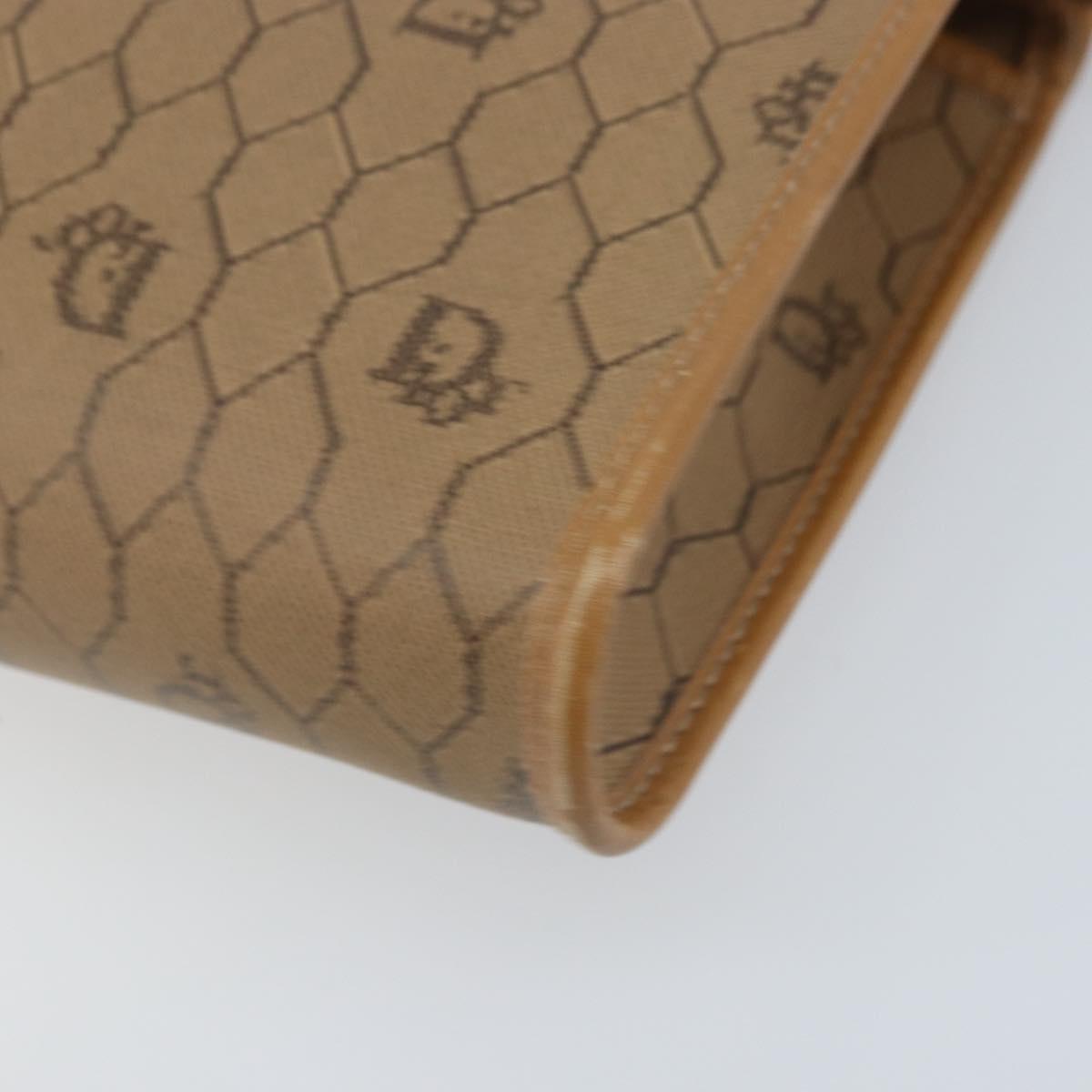Christian Dior Honeycomb Canvas Shoulder Bag PVC Brown Gold Auth bs34236