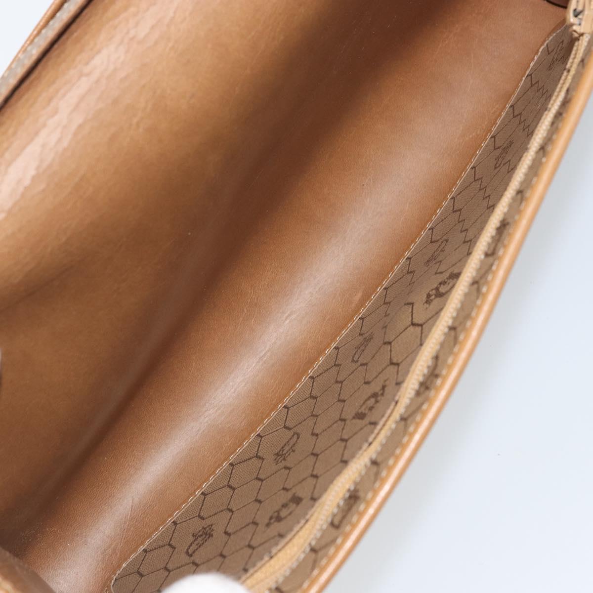 Christian Dior Honeycomb Canvas Shoulder Bag PVC Brown Gold Auth bs34236