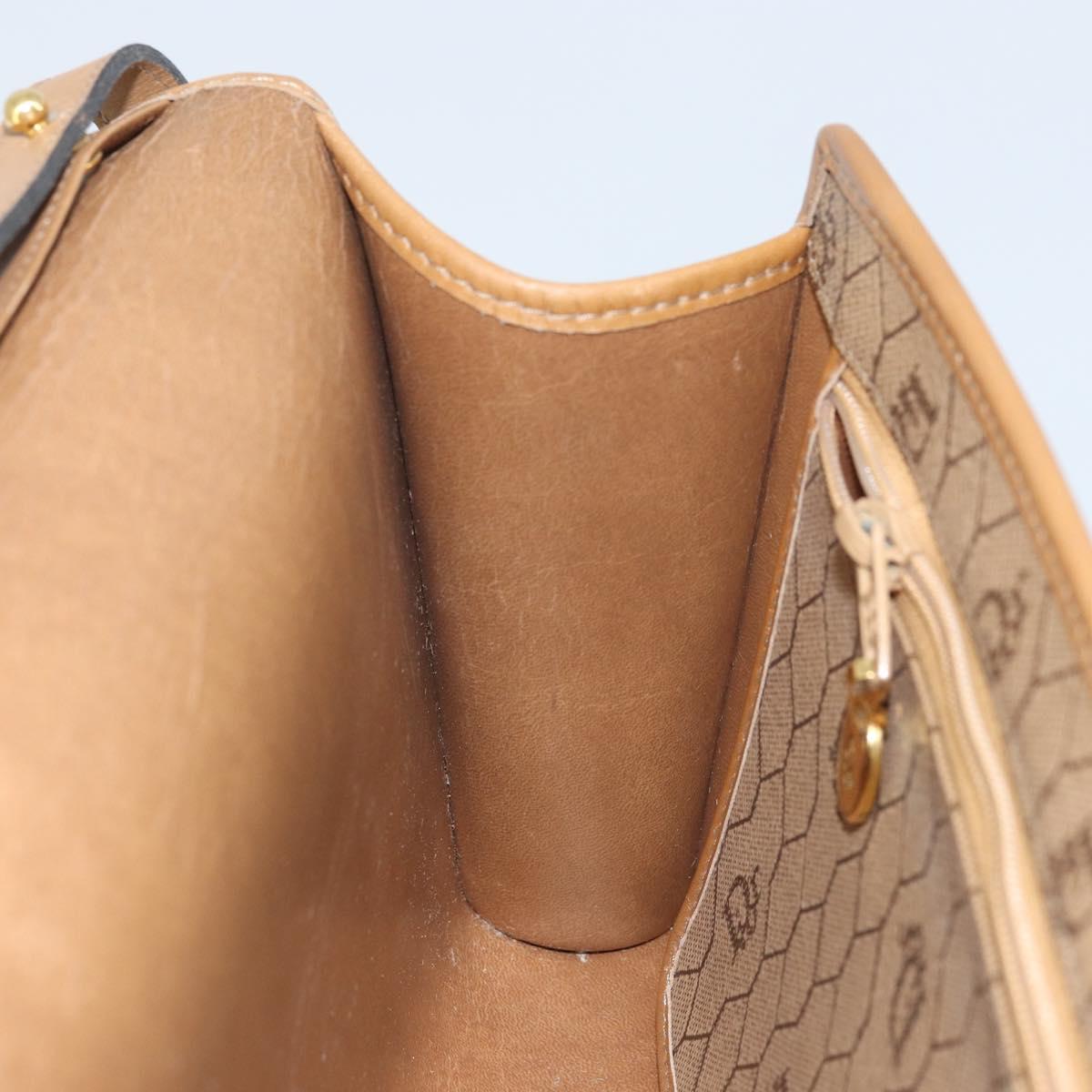 Christian Dior Honeycomb Canvas Shoulder Bag PVC Brown Gold Auth bs34236