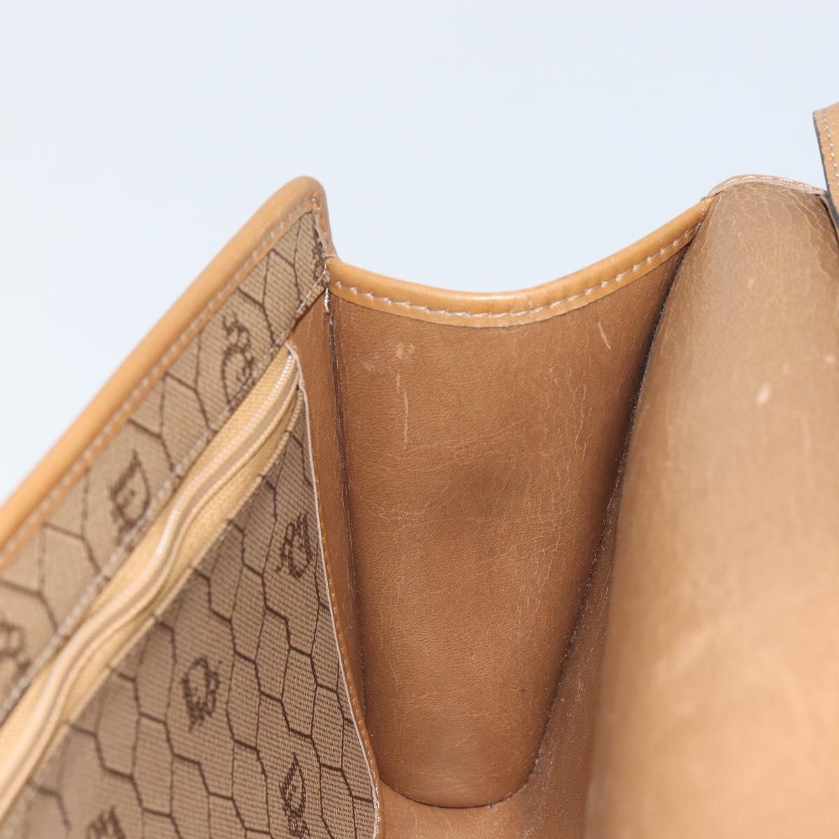 Christian Dior Honeycomb Canvas Shoulder Bag PVC Brown Gold Auth bs34236