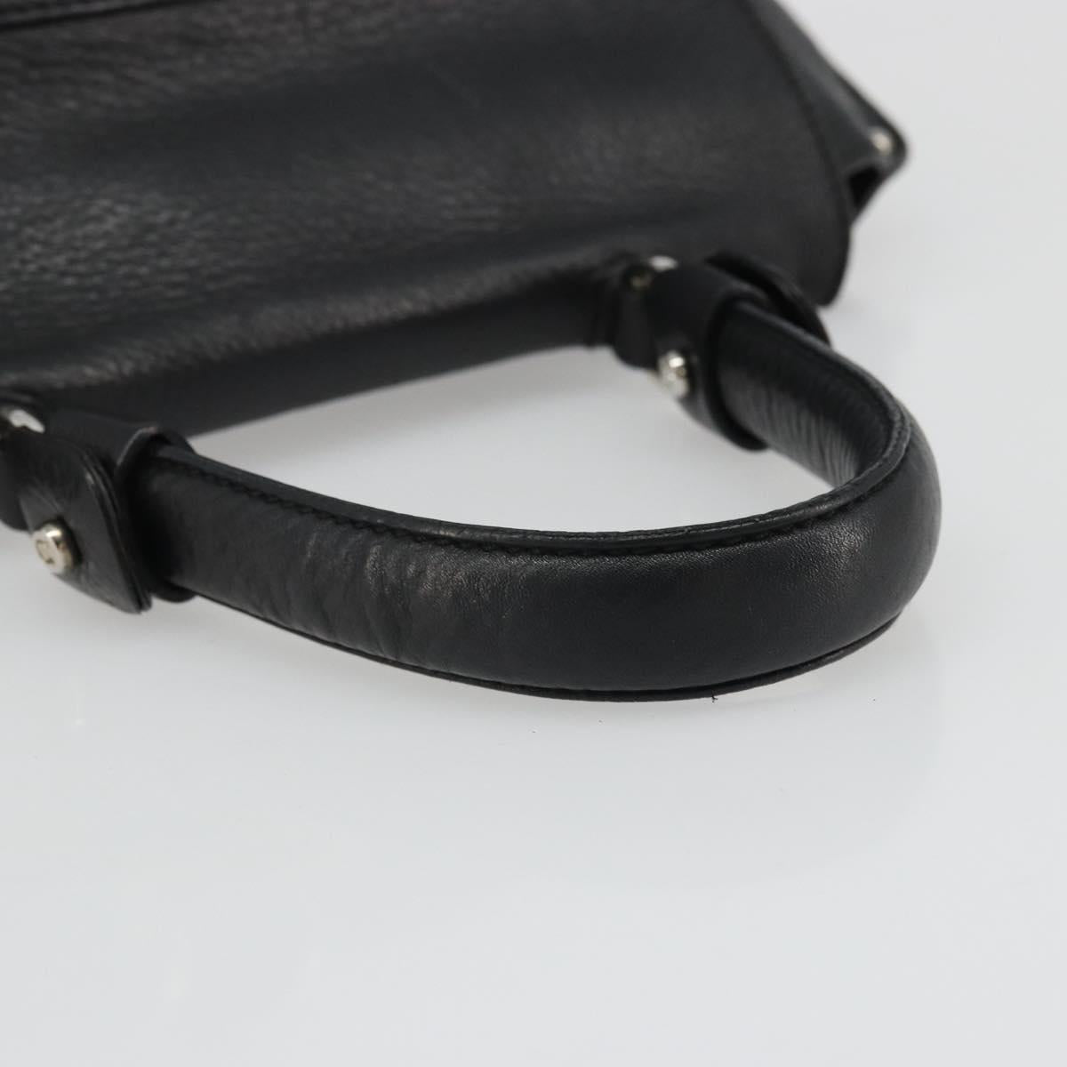 Salvatore Ferragamo Gancini Hand Bag Leather Black Silver Auth bs34239