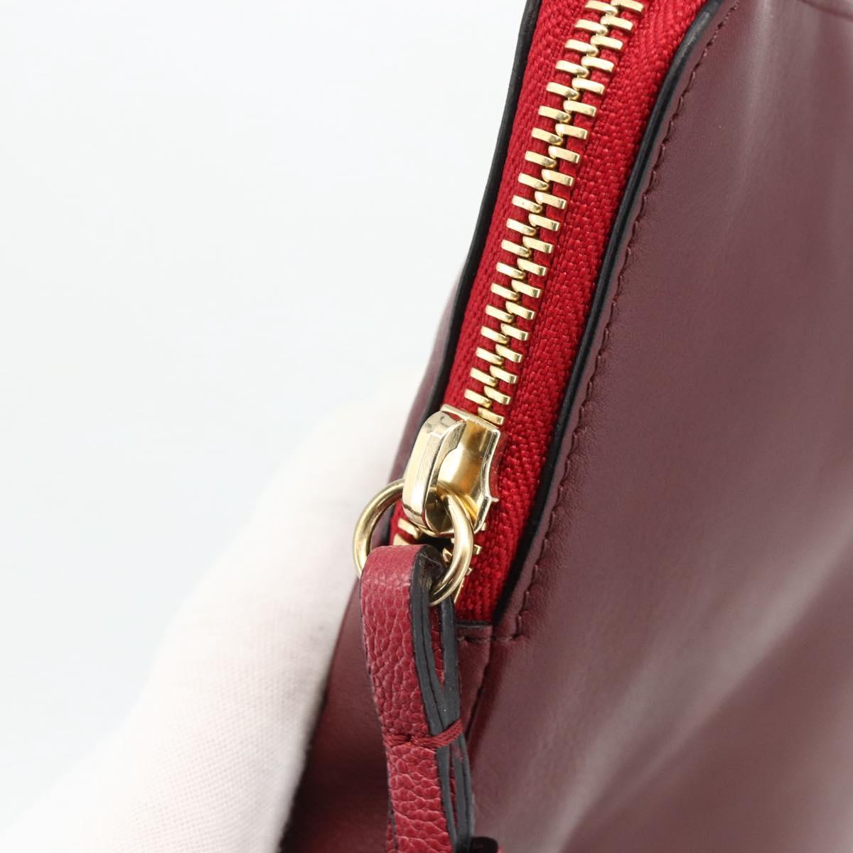 Chloe Clutch Bag Leather Bordeaux Gold Auth bs34240A