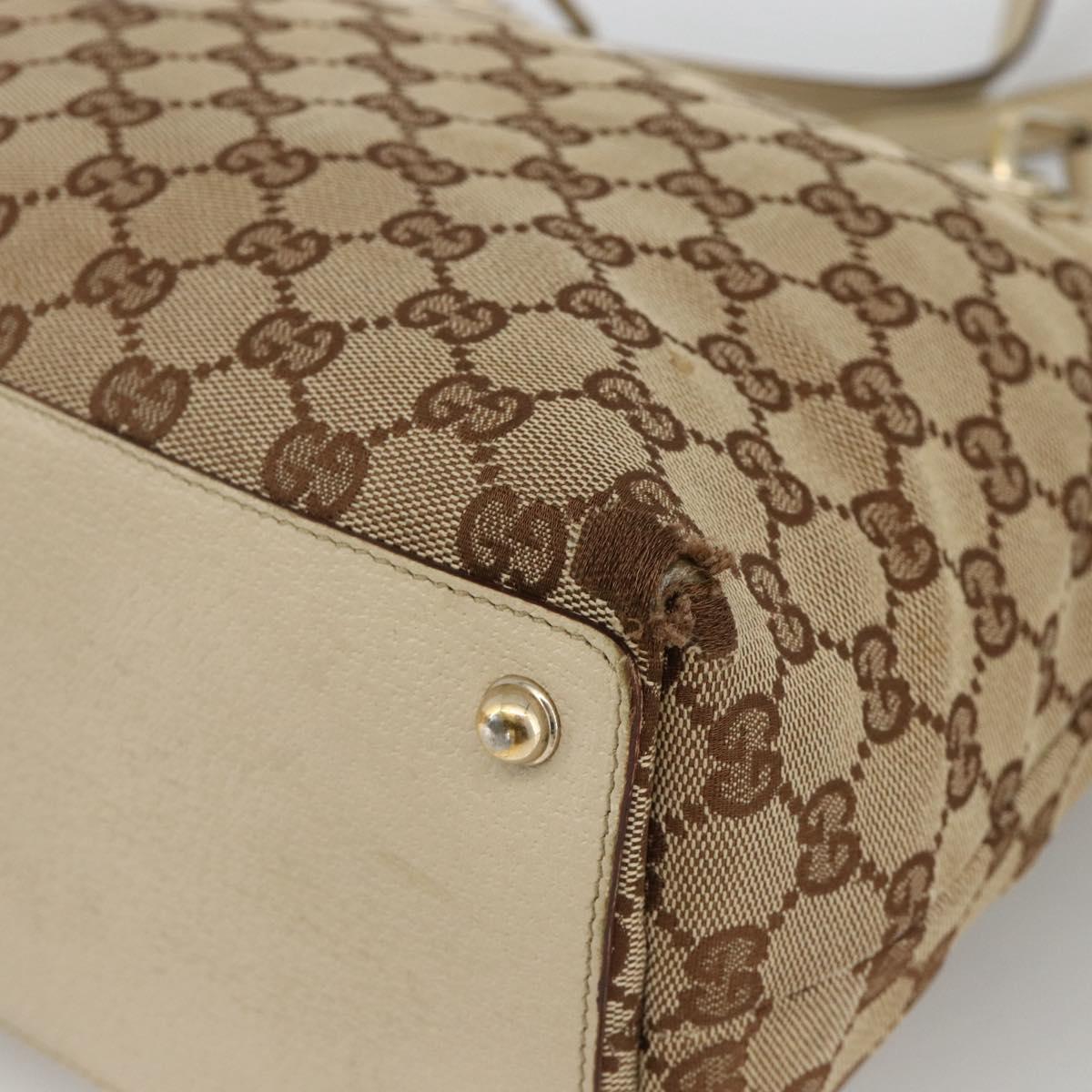GUCCI GG Canvas Hand Bag Beige Gold 139552 Auth bs34241
