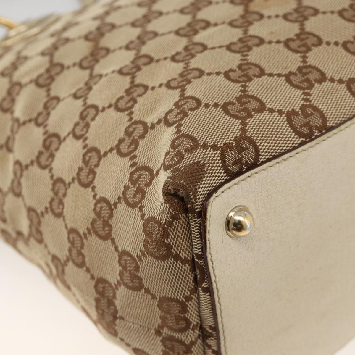 GUCCI GG Canvas Hand Bag Beige Gold 139552 Auth bs34241