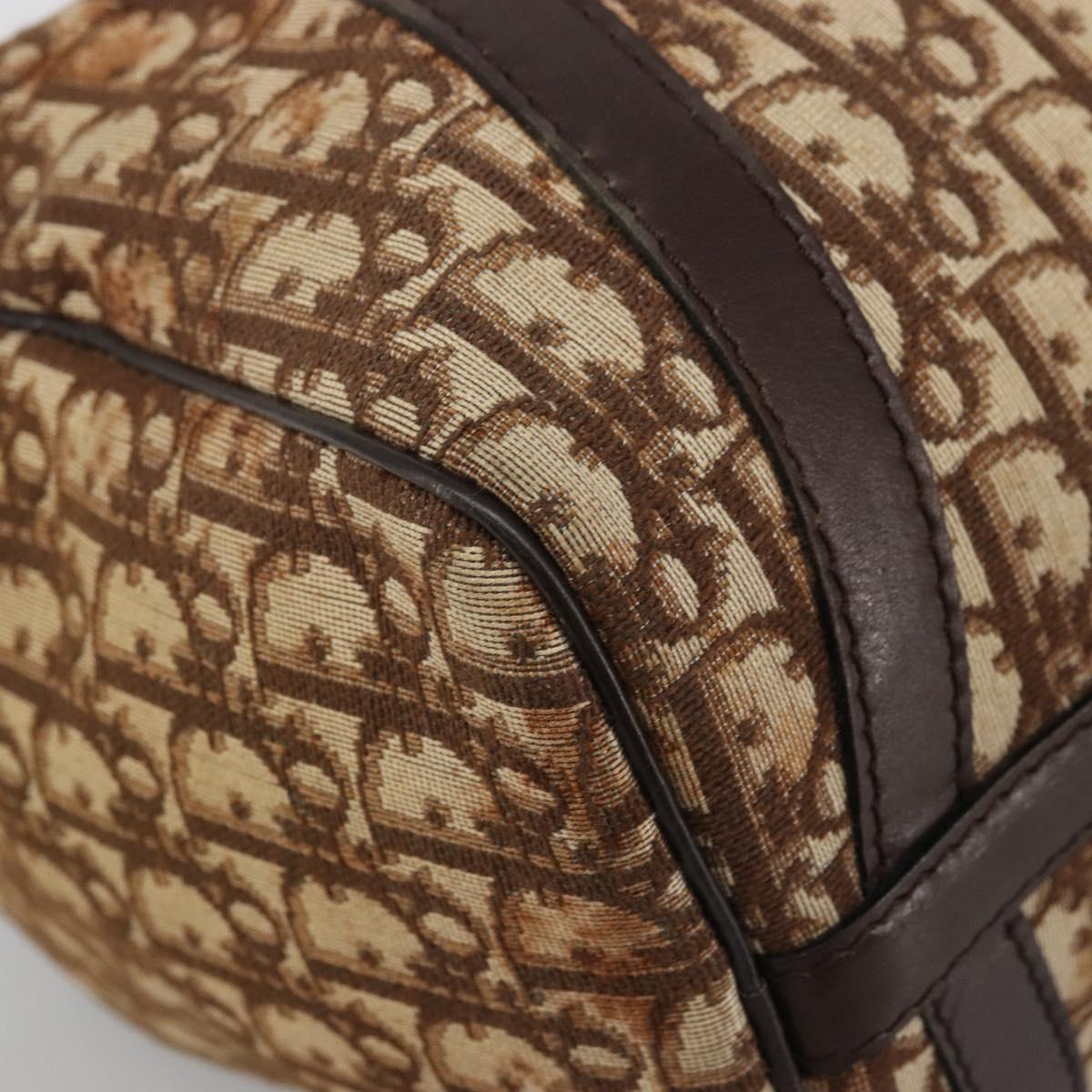 Christian Dior Trotter Canvas Boston Bag Brown Gold Auth bs34246