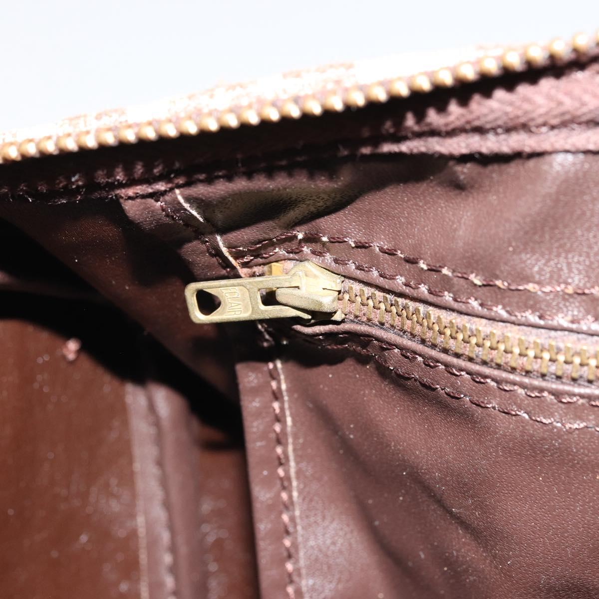 Christian Dior Trotter Canvas Boston Bag Brown Gold Auth bs34246