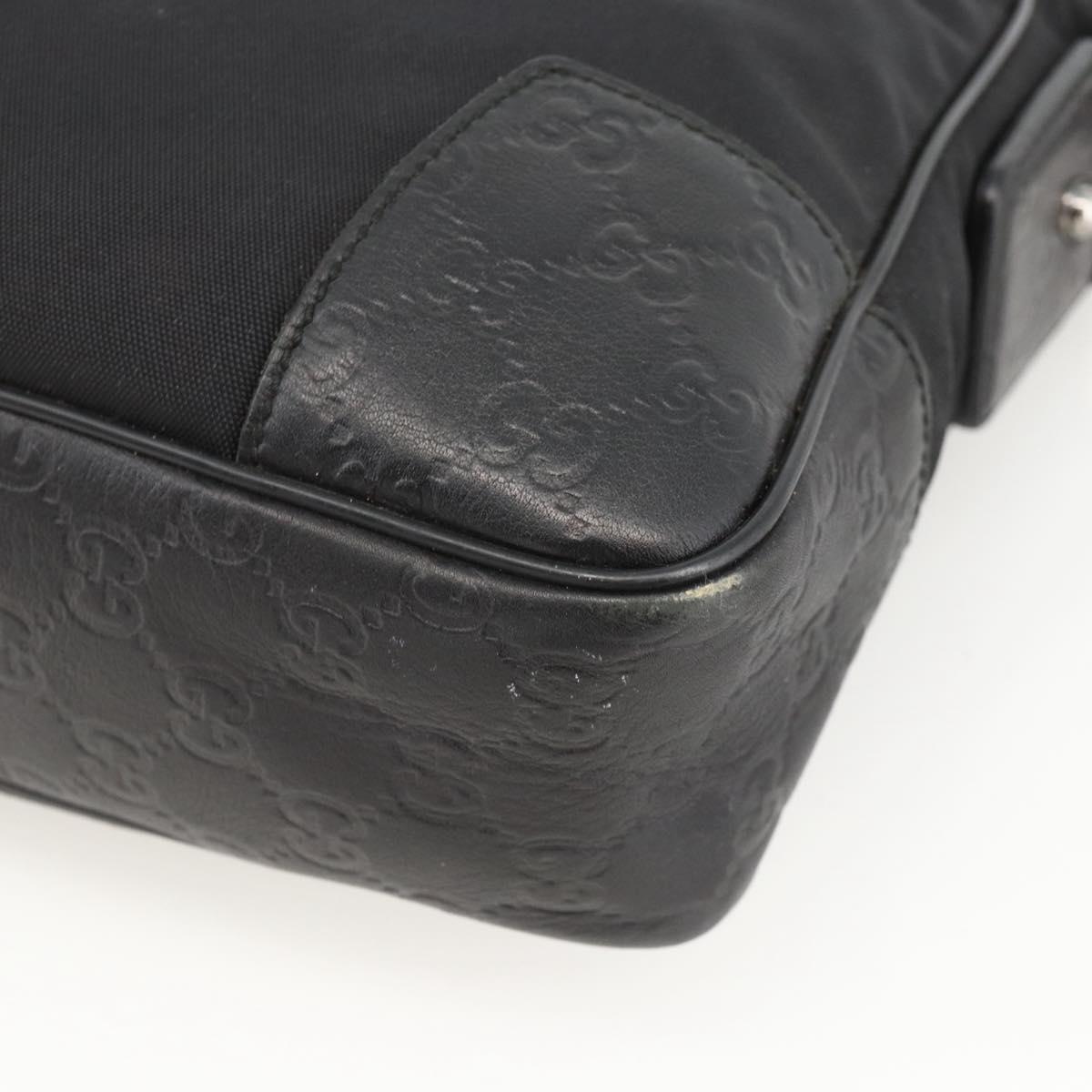 GUCCI GG Canvas Guccissima Shoulder Bag Leather Black Silver 162783 Auth bs34249