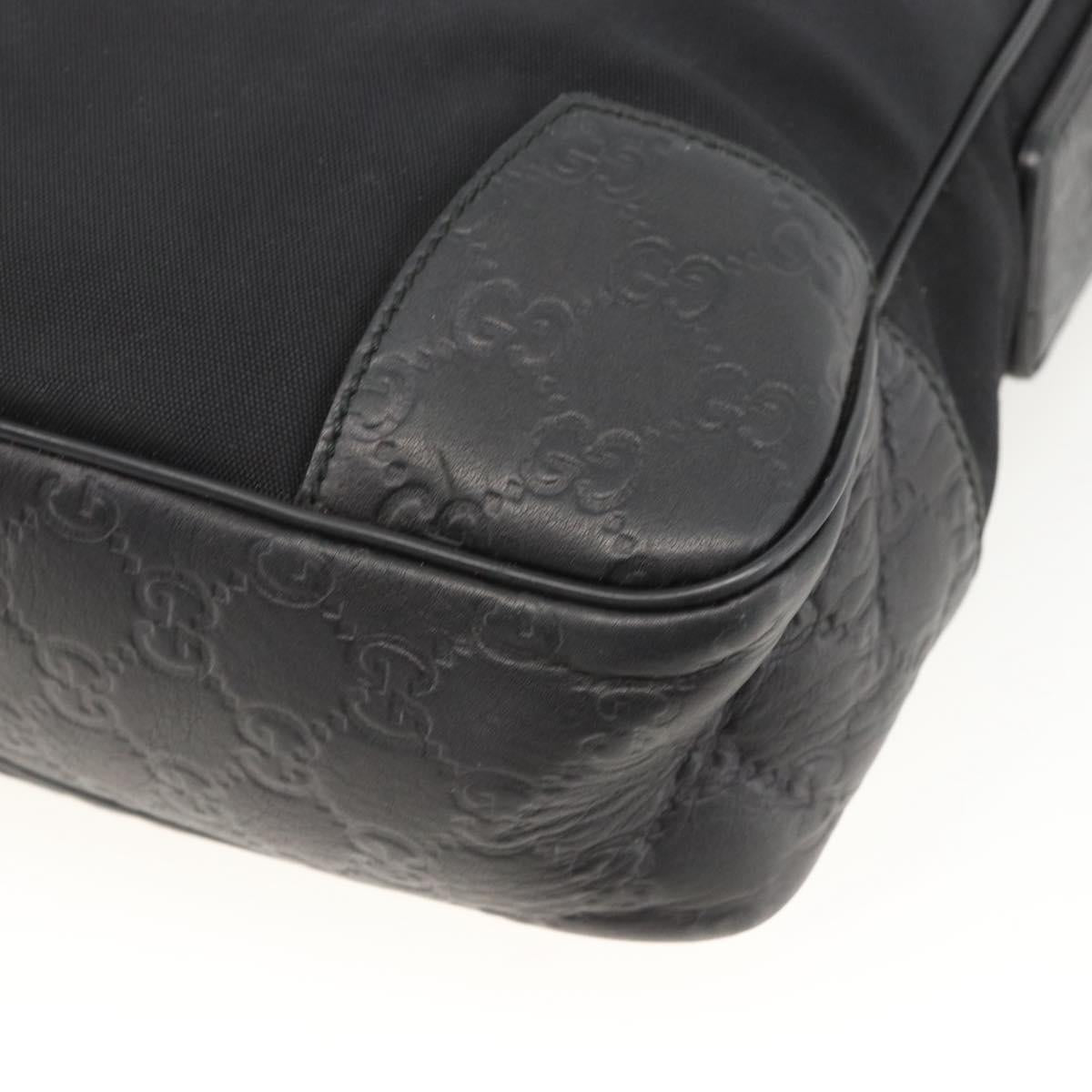 GUCCI GG Canvas Guccissima Shoulder Bag Leather Black Silver 162783 Auth bs34249