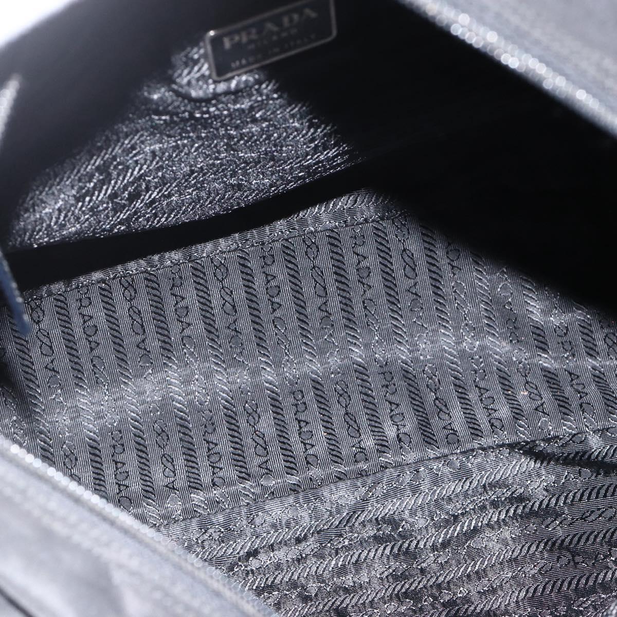PRADA Tote Bag Nylon Black Silver Auth bs34250