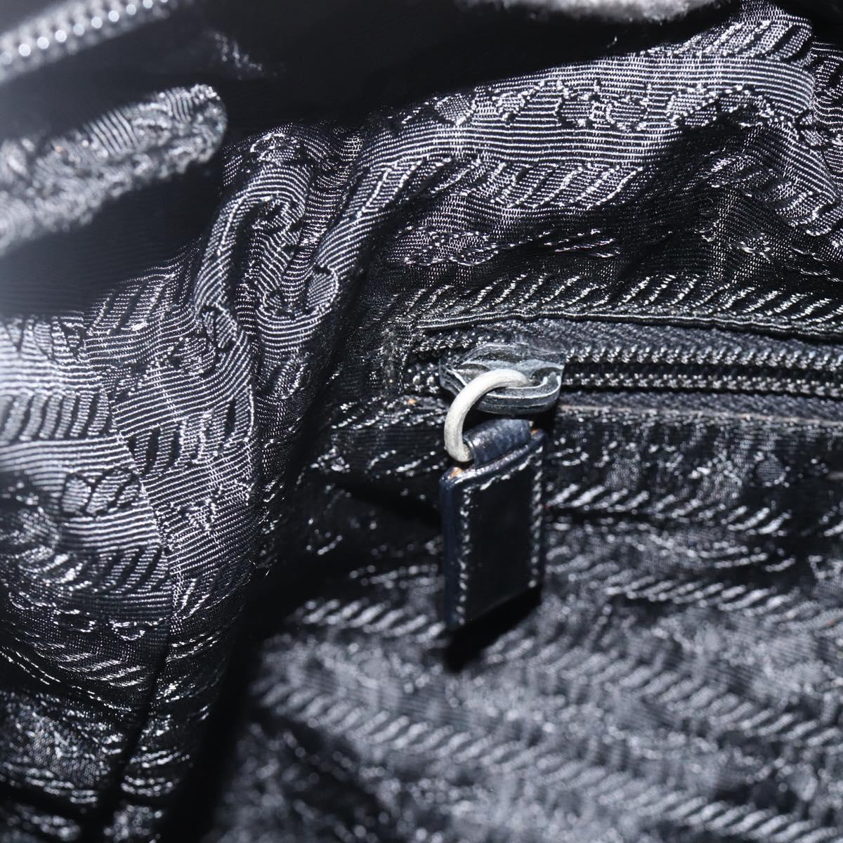 PRADA Tote Bag Nylon Black Silver Auth bs34250