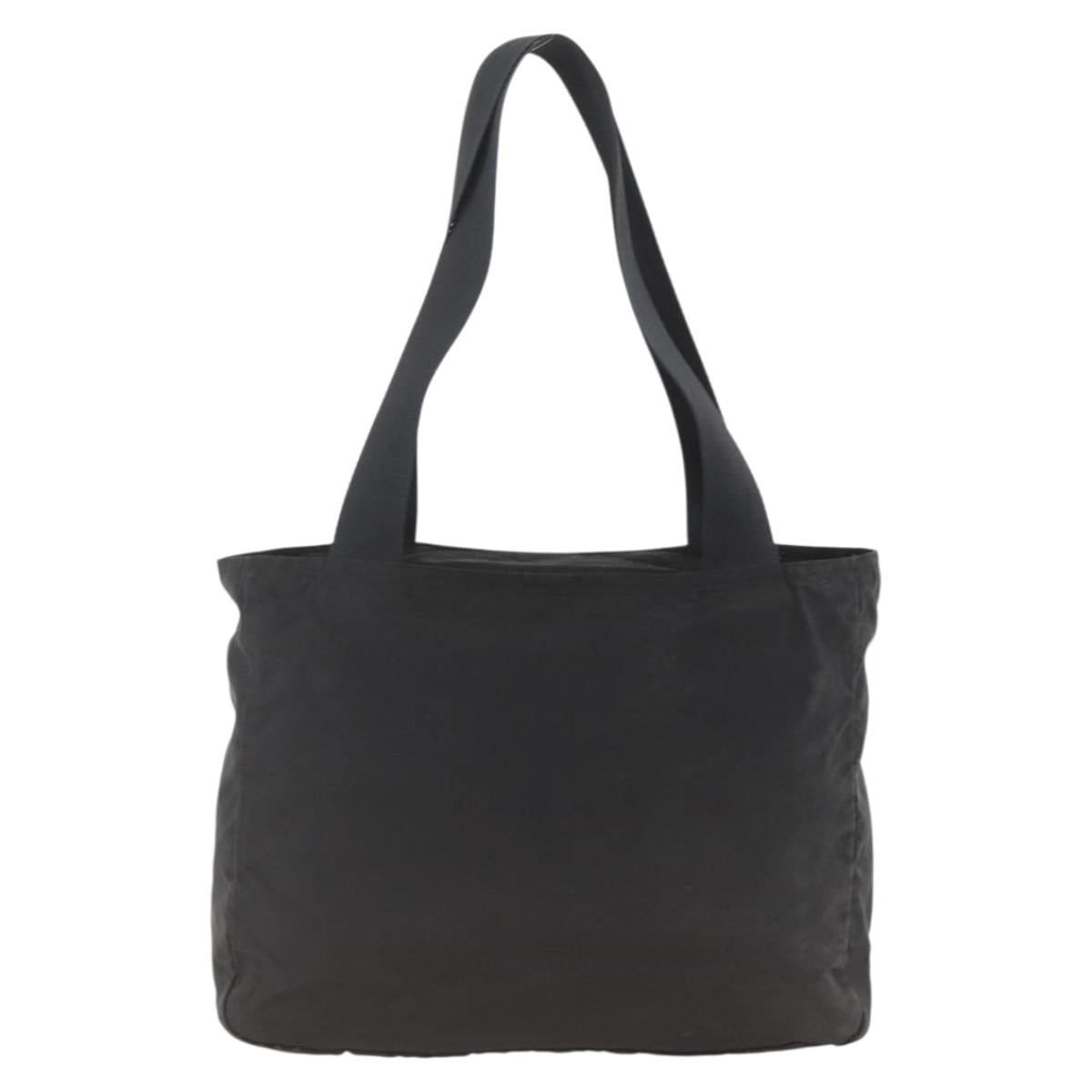 PRADA Tote Bag Nylon Black Silver Auth bs34250