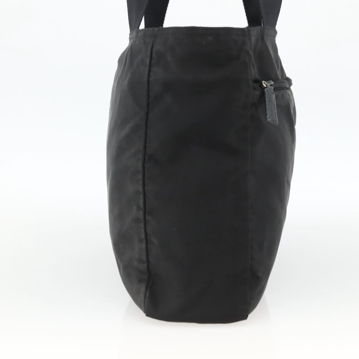 PRADA Tote Bag Nylon Black Silver Auth bs34250