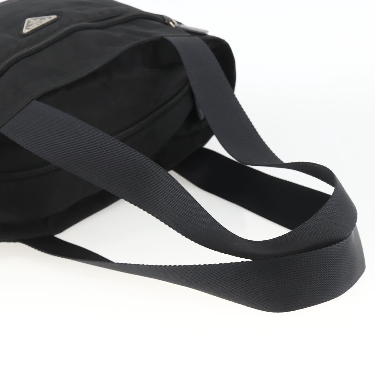 PRADA Tote Bag Nylon Black Silver Auth bs34250