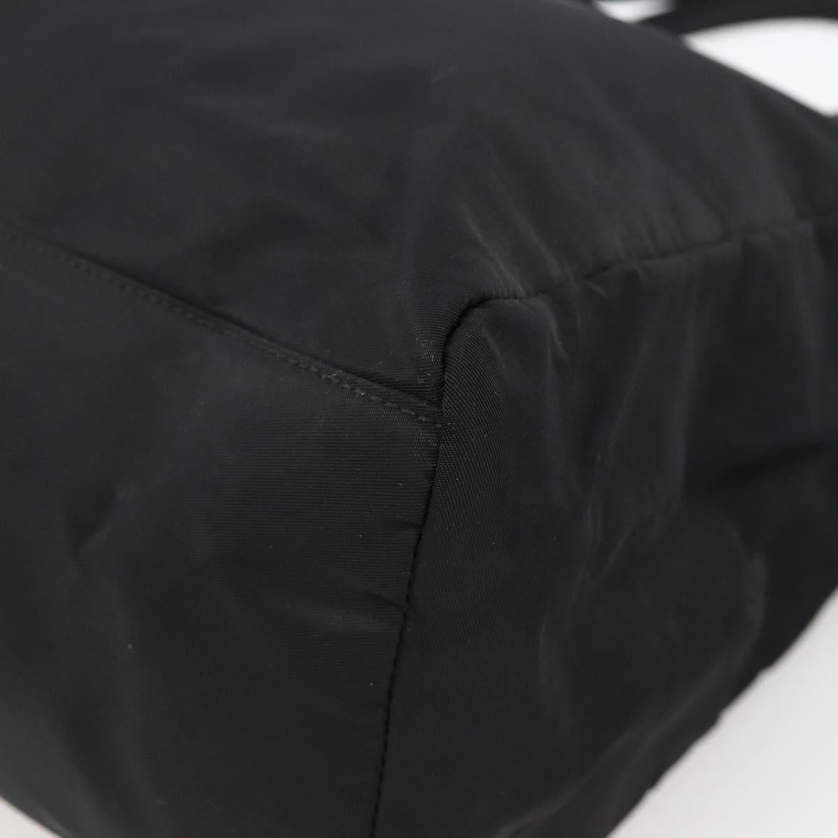 PRADA Hand Bag Nylon Black Silver Auth bs34251