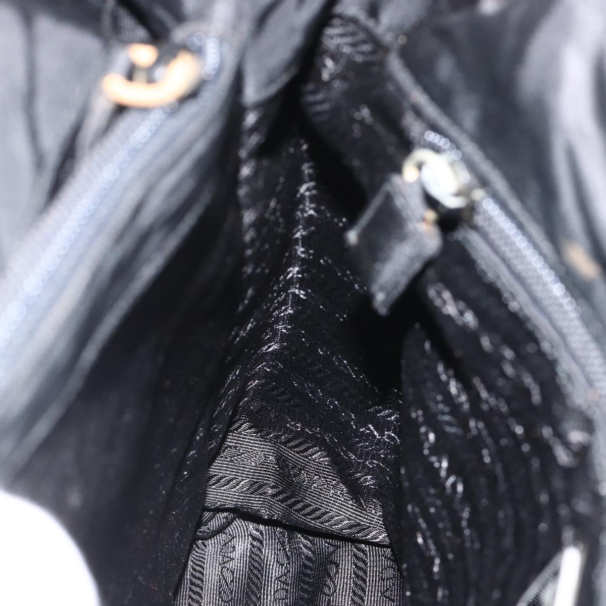 PRADA Hand Bag Nylon Black Silver Auth bs34251