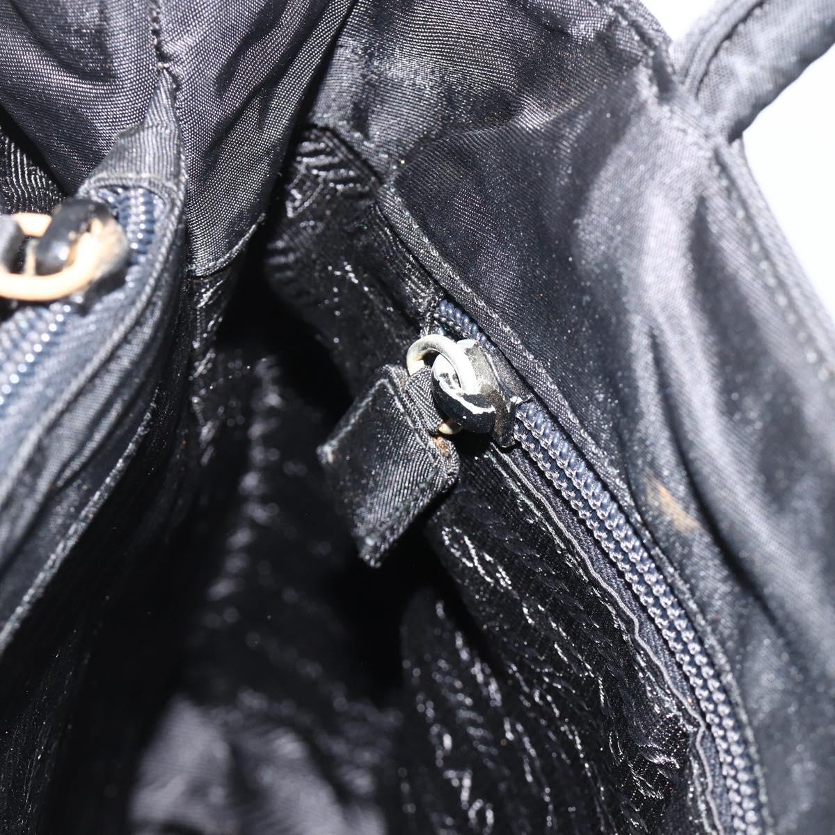 PRADA Hand Bag Nylon Black Silver Auth bs34251
