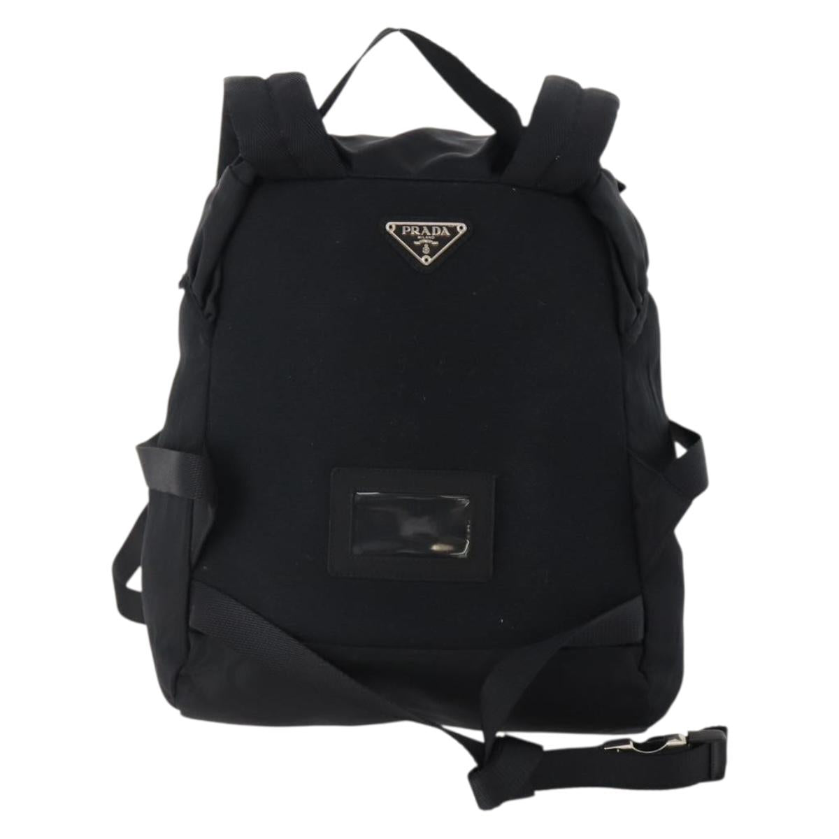 PRADA Backpack Nylon Black Silver Auth bs34260